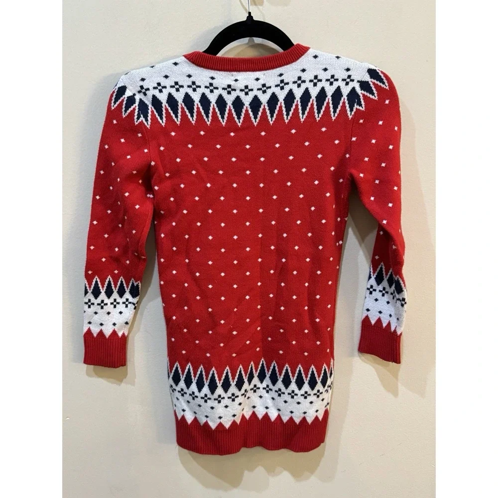 Charter Club festive red knit pullover Sweate Dress Girls Size Medium Snowflake